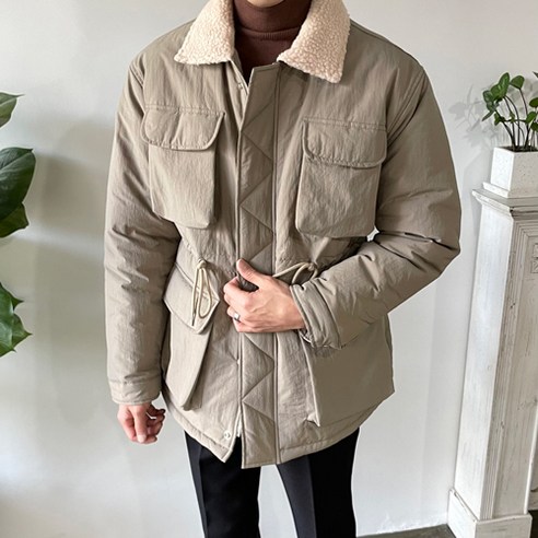 웨일즈 퍼펙트핏 4포켓 양털 카라 스트링 바버 필드 패딩 재킷 바버뷰포트