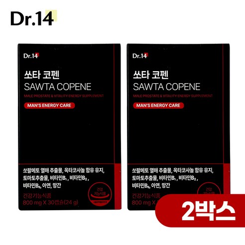 닥터포틴 쏘타코펜 DR14 쏘팔메토 블랙마카 아르기닌 흑마늘 복분자 남성활력제 전립선영양제 활력증진 지구력강화 남자영양제 테스토스테론 증가, 2박스, 30정