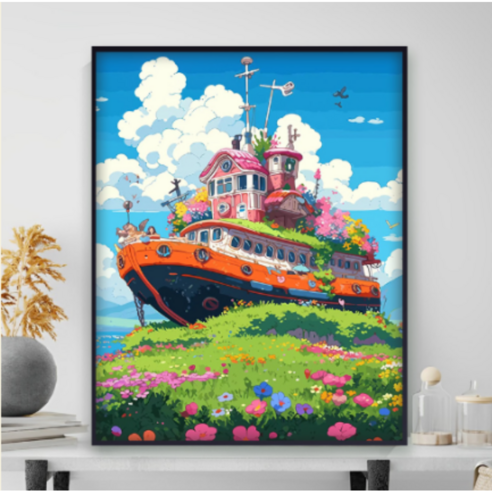 조이제이 21종 40x50 쉬운그림그리기 DIY 유화그리기세트 명화그리기, 011 지브리, 1개