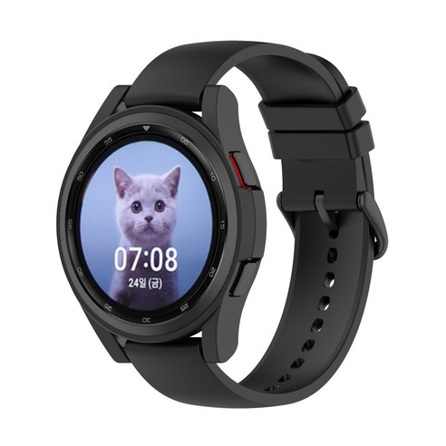와니즈 갤럭시워치4 호환 클래식 젤리 케이스 42mm 46mm 메탈 실리콘 스포츠 슬림, 블랙