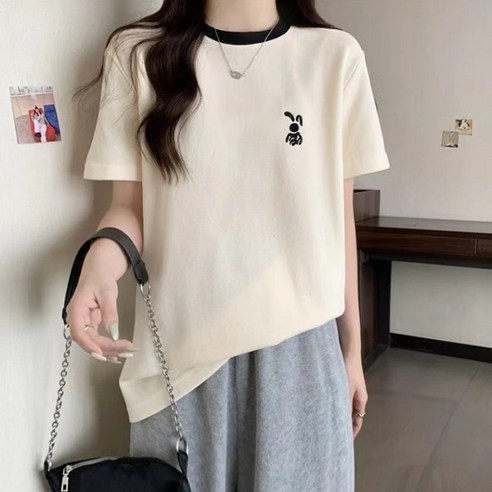 [쿠팡] 토끼포인트 여성 반팔 여름 티셔츠 데일리 캐주얼 루즈핏