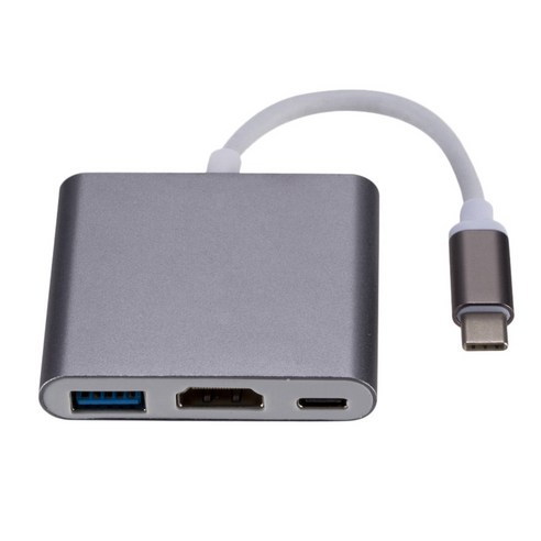 Monland USB 3.1 변환기 C-HDMI 호환 어댑터 Type 호환/USB 3.0/Type-C 알루미늄(실버 그레이), 하나, 실버 그레이