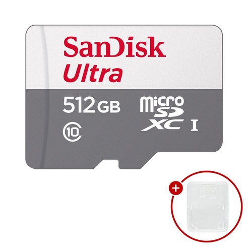 샌디스크 마이크로SD카드 울트라 SDSQUNR + SD카드 케이스, 1개, 512GB