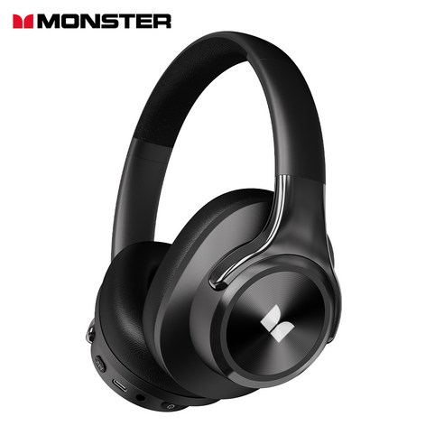 MONSTER 몬스터 초경량 스테레오 블루투스 헤드폰 노이즈 캔슬링 접이식 유무선 겸용 게이밍 헤드셋, MISSION 200, 블랙