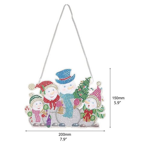 TeeFly 크리스마스 DIY Applique 라인 석 아크릴 펜던트 키트 벽 교수형 아트 공예품 장식 장식품 홈 창에 대 한, 눈사람/