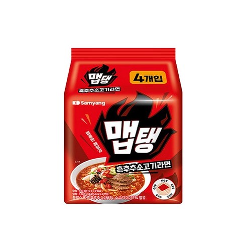 삼양식품 맵탱 흑후추소고기라면 멀티 110g, 4개