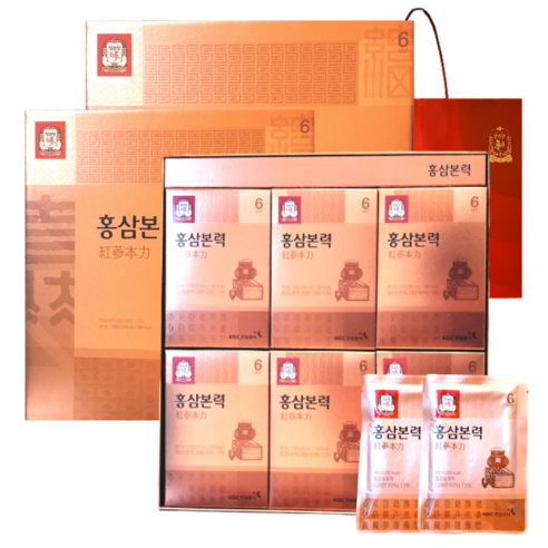 정관장 에브리타임 6년 홍삼본력 60세트(홍삼농축액 비타민B2함량) 2400ml+쇼핑백 부모님 여행 골프 설 명절 선물세트 1개, 2.4L