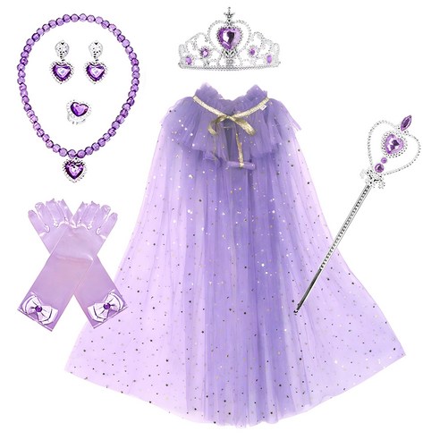 쿠우시 생일 파티 공주 의상 세트, 퍼플, 1세트