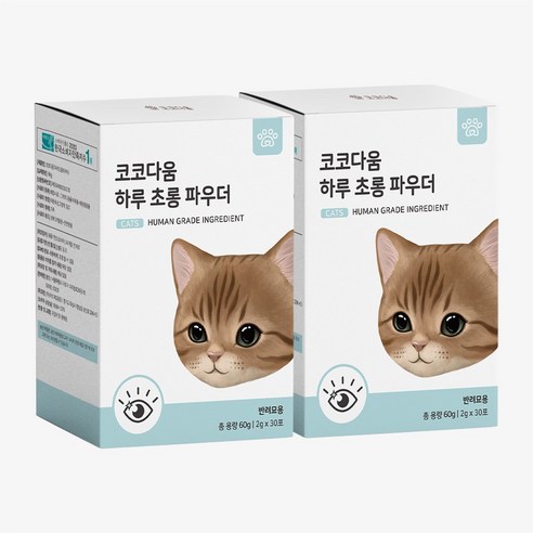 코코다움 고양이 눈건강 눈물 영양파우더 하루 초롱 파우더, 2박스