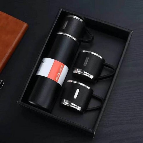 500ml 더블 레이어 스테인레스 스틸 진공 플라스크 보온병 커피 텀블러 여행 머그 출장 물병 차 주입기 병, 검은 색