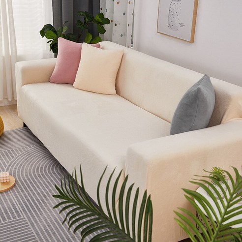 벨벳 플러시 L 모양의 소파 커버 거실 탄성 가구 소파 Slipcover Chaise Longue 코너 소파 커버 스트레치, 1pc 90-140cm, 04
