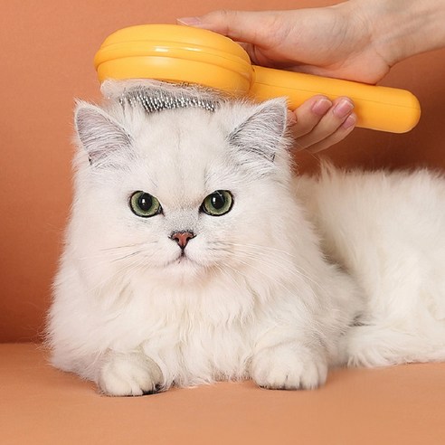 가또나인 고양이 강아지 빗 햄버거 펫 브러쉬, 2개, 옐로