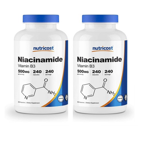 뉴트리코스트 나이아신아마이드 비타민 B3 500mg 캡슐, 240정, 2개
