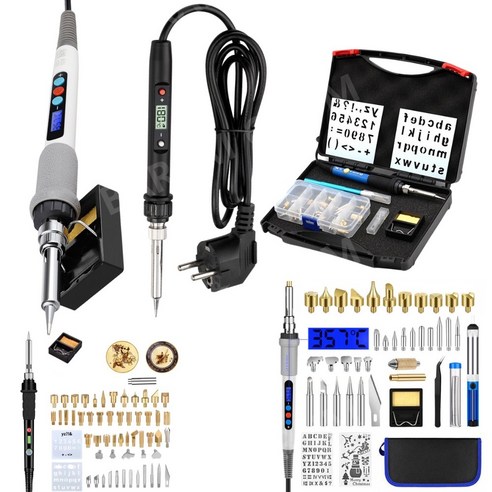 우드버닝기 버닝펜 HAKKO FD-200 (기본형) 나무그림 인두화, FD-200 우드버닝기, 1개 콜우드버닝팁 13 우드 버닝 펜 전기 목공 각인 인두 기 3D펜 세트 툴 용품 세트 19종, A.LCD+팁 5개