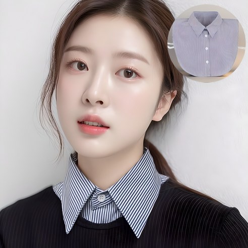 PRET 스트라이프 셔처 페이크 카라 이너셔츠