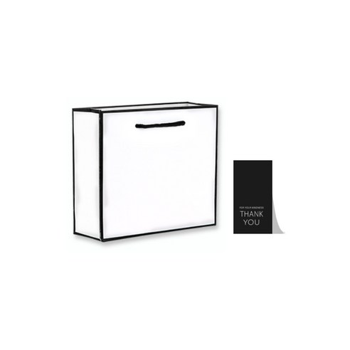 27리빙 선물 쇼핑백 10p+감사 스티커 10p, 13 화이트&블랙 리본띠, 소
