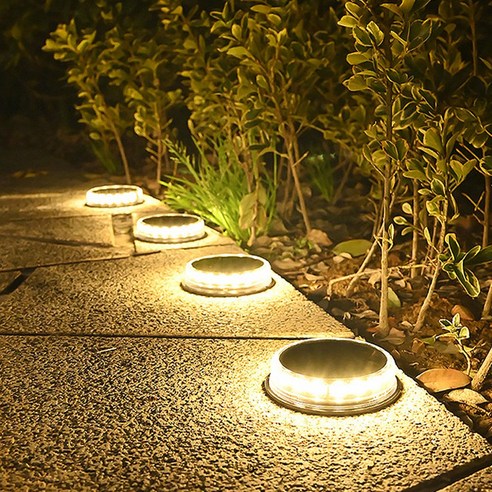 HK LED 태양광 써클 정원 매립등 4개 세트, RGB 컬러등 정원등