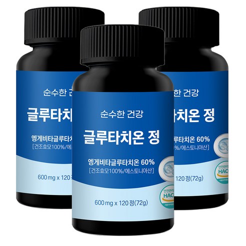 순수한건강 글루타치온 락토페린 엘라스틴 저분자피쉬콜라겐 고함량 43 200mg, 3개, 120정