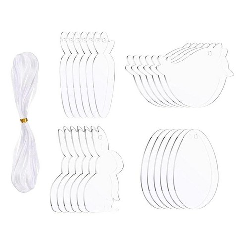아크릴 부활절 공백 DIY 매달려 장식 투명 빈 태그, 24개