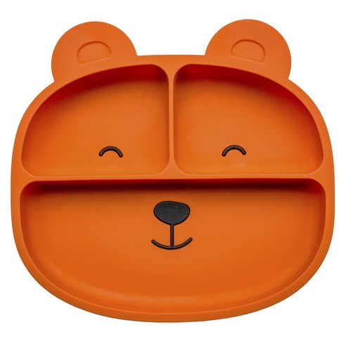 세이지스푼풀 실리콘 플레이트 어린이식판, 1개, Bear Orange