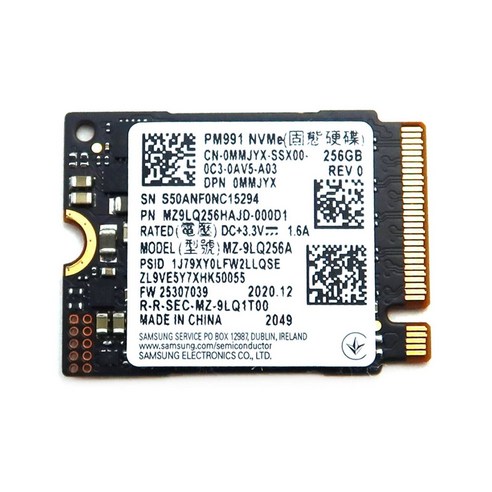 삼성 PM991 MZ-9LQ256A 256GB M.2 2230 NVME PCIE GEN3 X4 SSD MZ9LQ256HAJD-000D1