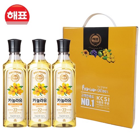 사조해표 선물세트 카놀라유4호 (500ml x 3), 3병, 500ml 오일세트 Best Top5