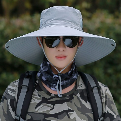 DFMEI 선캡 남성 빅캡 아웃도어 자외선 차단 썬캡 여름낚시입니다생선 선캡남 통풍이 됩니다, DFMEI 라이트 그레이