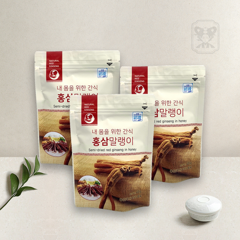홍삼 말랭이 국내산 벌꿀에 절인 홍삼 간식, 3개, 40g