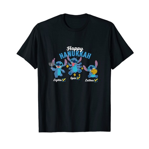 Disney Lilo & Stitch Happy Hanukkah Lights Spin Latkes 티셔츠