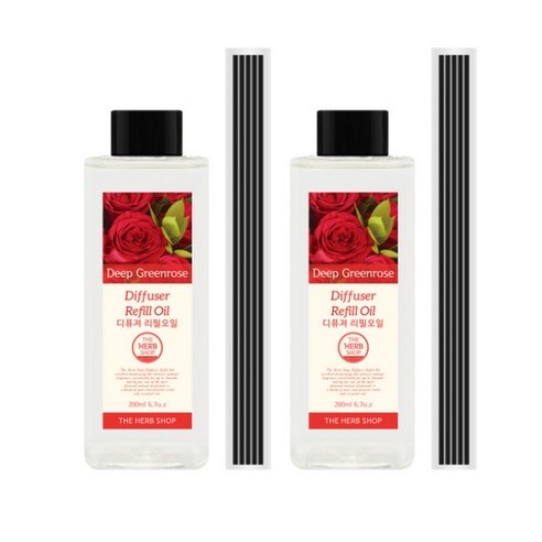 더허브샵 디퓨저 리필 오일, 딥그린로즈, 200ml, 2개