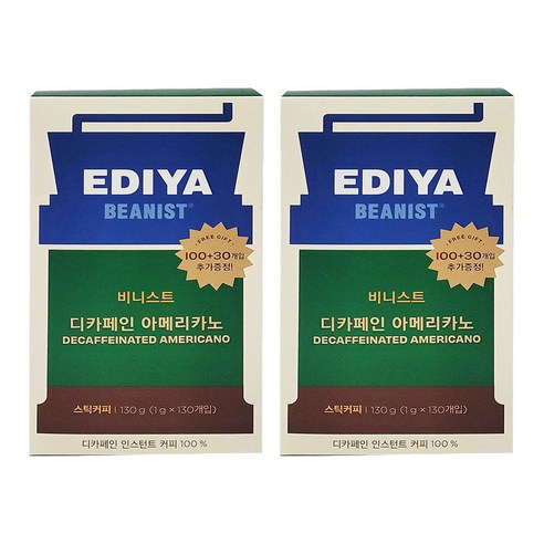 이디야 비니스트 아메리카노 디카페인 130Tx2개, 130개입, 2개