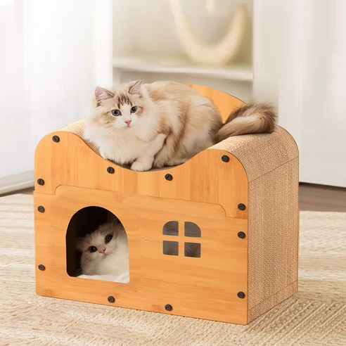 고양이의 행복한 휴식과 짜릿한 해소를 위한 완벽한 선물, 우아지오 3in1 스크래쳐 하우스