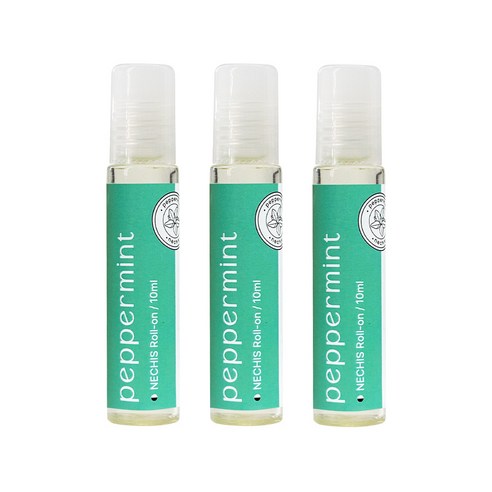 네치스 아로마 롤온 페퍼민트 잠깨는 아로마오일 시원한 멘톨 아로마테라피, 3개, 10ml