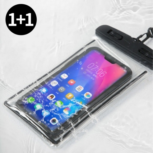 업배럴 1+1 야광 스마트폰 방수팩 3중 잠금 넥스트랩 포, 1세트, 블랙+화이트