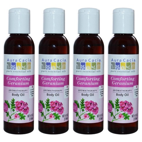 아우라카시아 아로마테라피 바디 오일, 118ml, 4개, Comforting Geranium