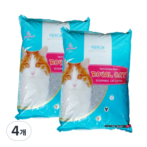 로얄캣 프리미엄 고양이 모래, 9.53kg, 4개, 무향