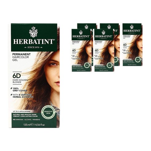 허버틴트 퍼머넌트 허벌 염색약 135ml, Dark Golden Blonde, 6개