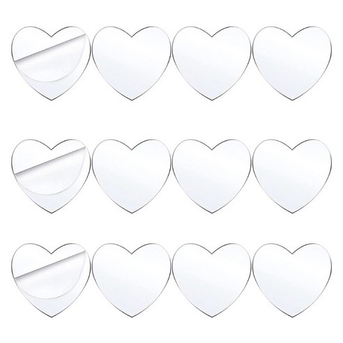 12 Pcs 투명 아크릴 시트 0.08 인치 두꺼운 플라스틱 디스크 투명 한 원형/사랑/그림 프레임에 대 한 사각형 패널, Love, 하나