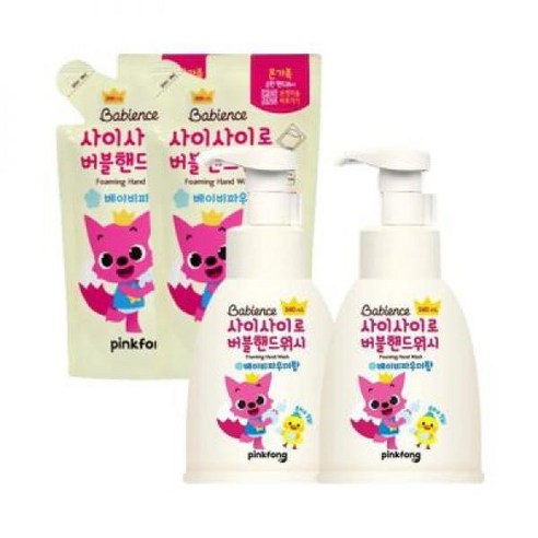 핑크퐁 버블핸드워시 파우더향 540ml 2개 리필 200ml, 핑크퐁 버블핸드워시 파우더향 540ml 2개 리필 20