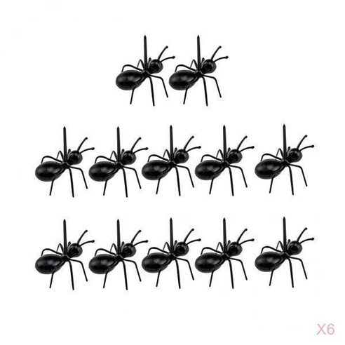 72x 개미 과일 포크 칵테일 파티는 귀여운, 블랙, 4.5x4x5cm, 아크릴로 니트릴 부타디엔 스티렌 플라스틱