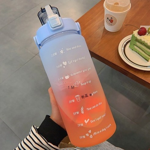 ANIASAI 여름 대용량 큐티 빨대 주전자 휴대용 플라스틱 컵 아이디어 물컵, 색깔7_2L   64OZ
