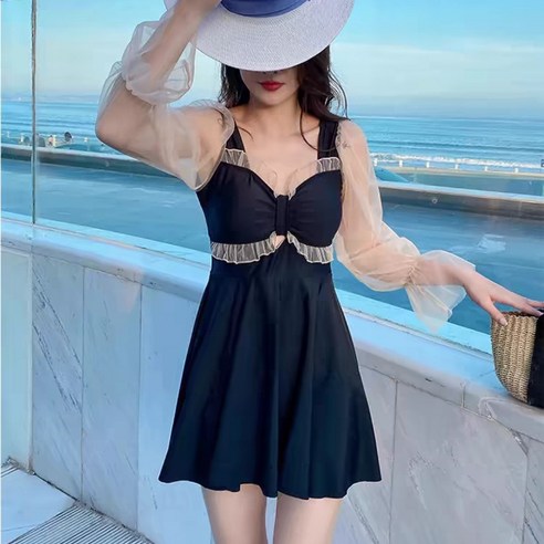 J6212 여성 빅사이즈 수영복, 4XL, 블랙