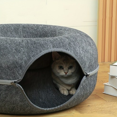 고양이 도넛 하우스 펫 터널 대형 숨숨집, 1개, 진회색