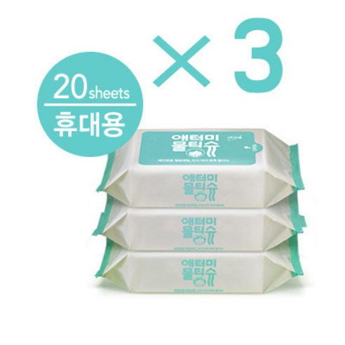 애터미 휴대용 물티슈, 20매입, 3개