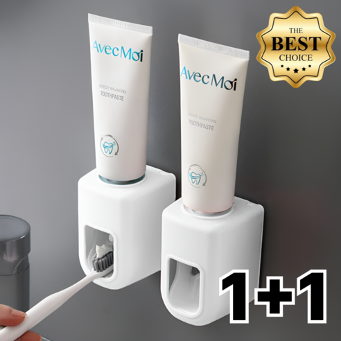 하옴 원터치 무타공 치약 디스펜서, 화이트+화이트, 1개