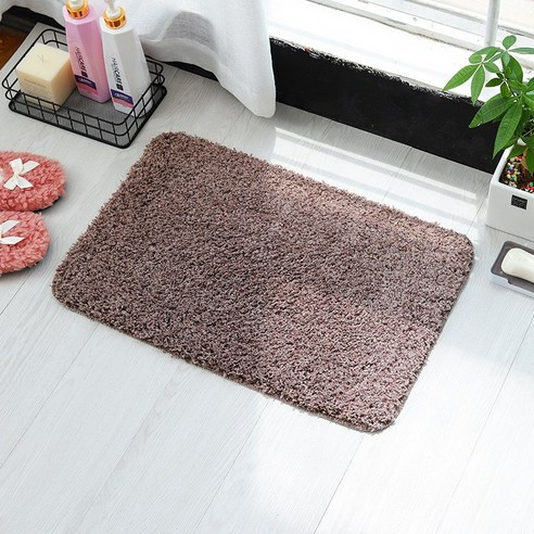 순색 케이크 캐시미어 쿠션 욕실 흡수 미끄럼 방지 쿠션 침실 카펫 입문 모조 캐시미어 쿠션 발판, 갈색/갈색, 40*60