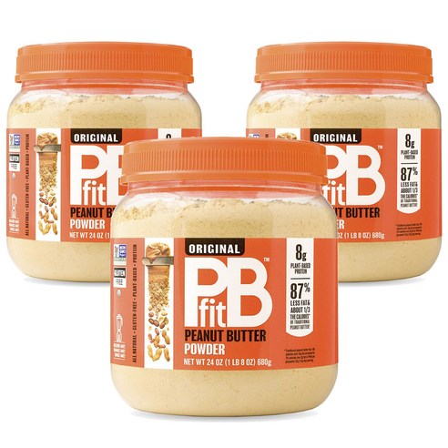 피비핏 피넛 버터 파우더 오리지널 프로틴 글루텐 프리, 3개, 680g