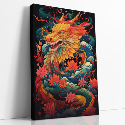 아트앤코 돈들어오는 용 그림 재물가득 부자되는 풍수지리 캔버스 액자, AT3049 부귀 황금용-블룸오라