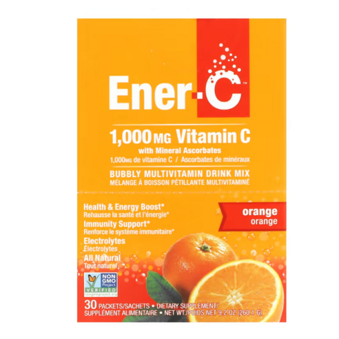 Ener-C 비타민C 종합비타민 드링크 믹스 오렌지 1000mg 30팩 개당 8.67g(0.3oz), 1박스, 30회분