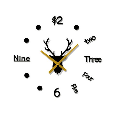 시계 데칼 저소음 시계 스티커 아크릴 장식 diy 조정 가능한 wallclock, 검은 색